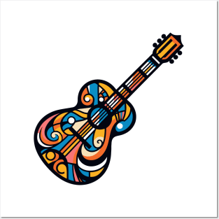 Guitar illustration. Guitar illustration in cubist style Posters and Art